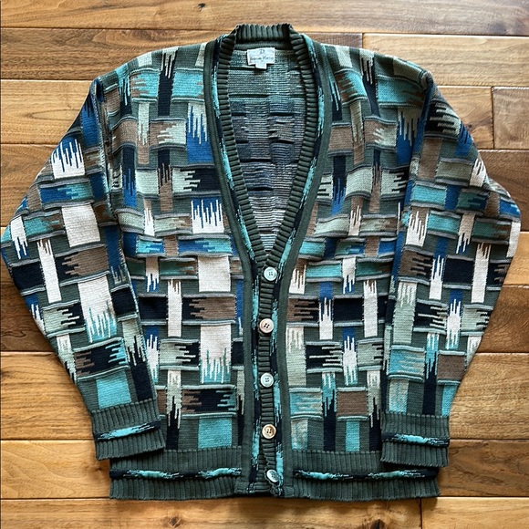Vtg Neiman Marcus 3D Coogi style cardigan sweater